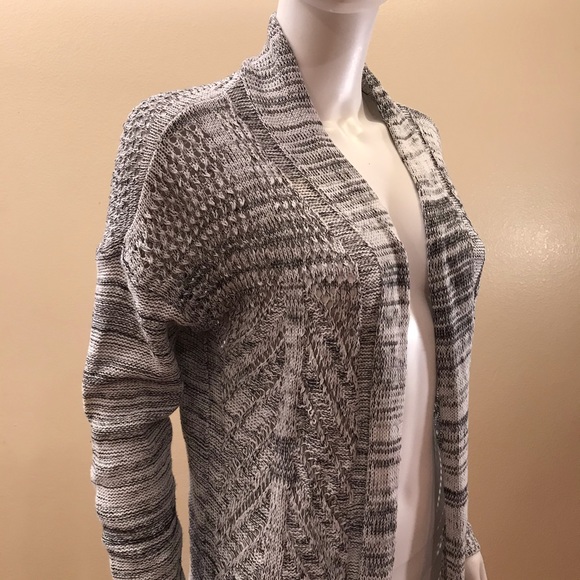 Leo Nicole Open Front Long Cardigan Sweater Womens Size Medium Grey - Picture 5 of 14